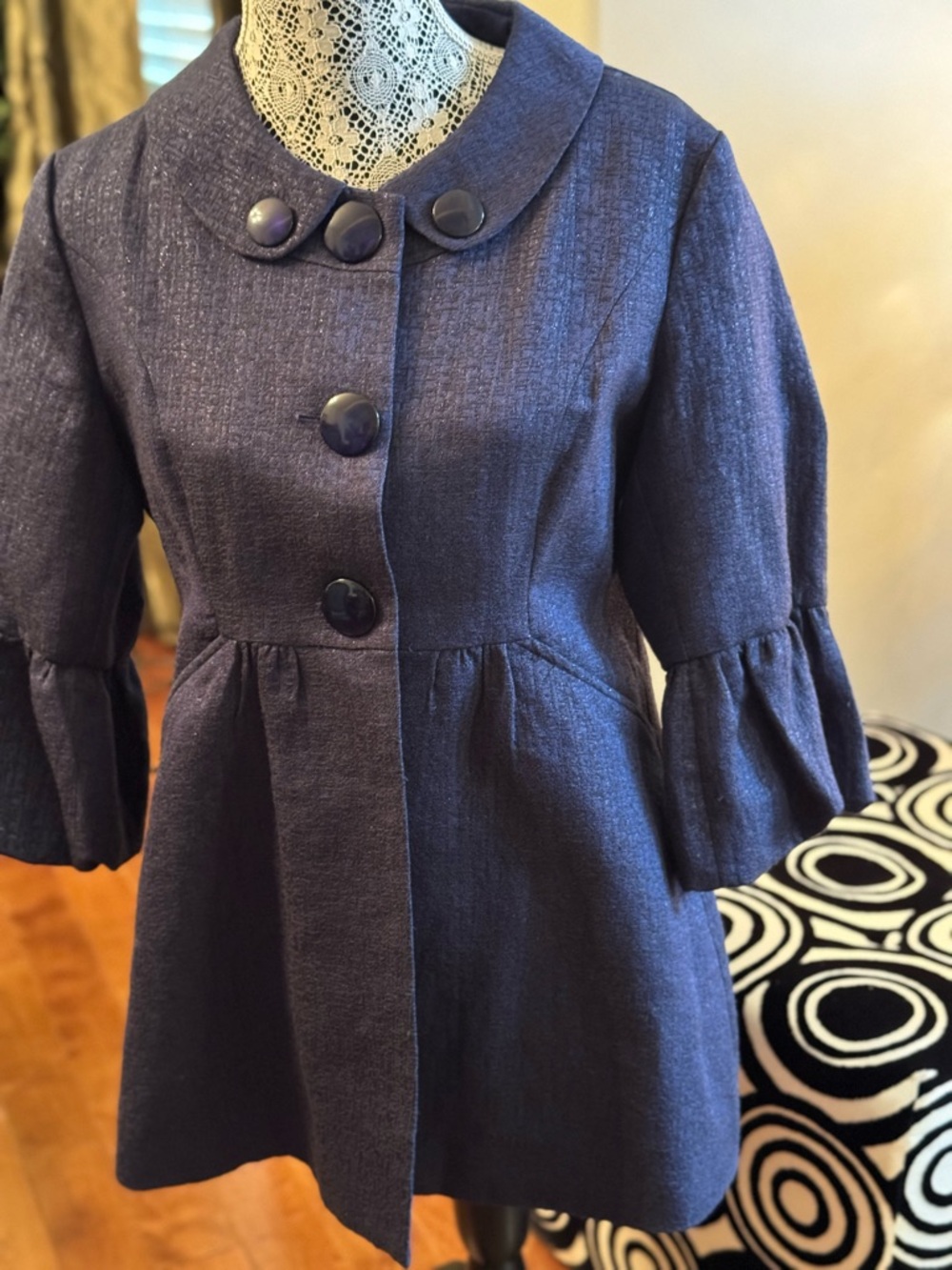 mac & jac Navy Button-Front Jacket